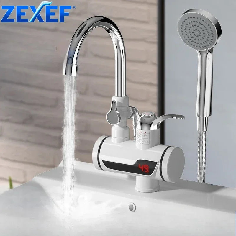 Bathrooms Shower Faucet with Sensor Electric Hot Flowing Kitchen Tap Water Heater Heating Tankless Portable for Kitchen Bathroom