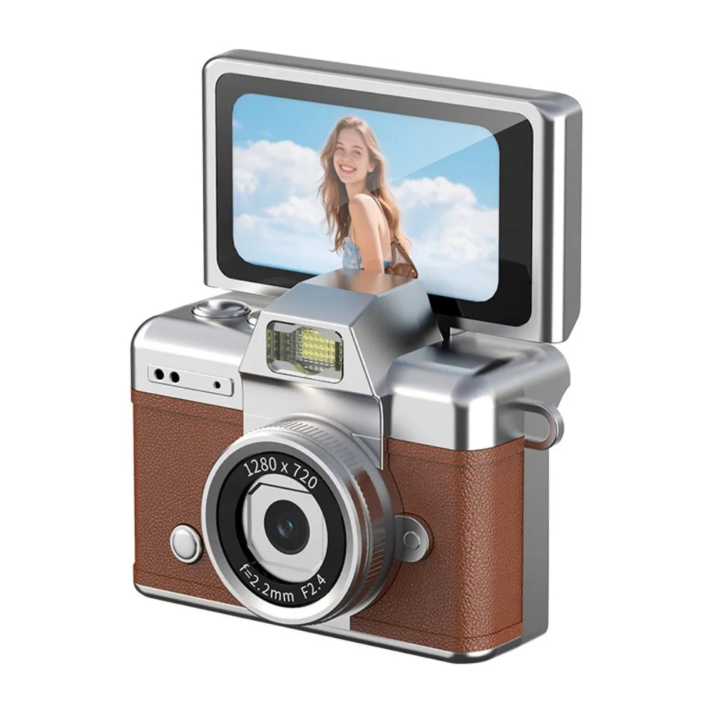 1.47 Inch Screen Thumb Keychain Camera 180° Flip Screen Neck Strap Design Retro CCD Mini Digital Camera Selfie