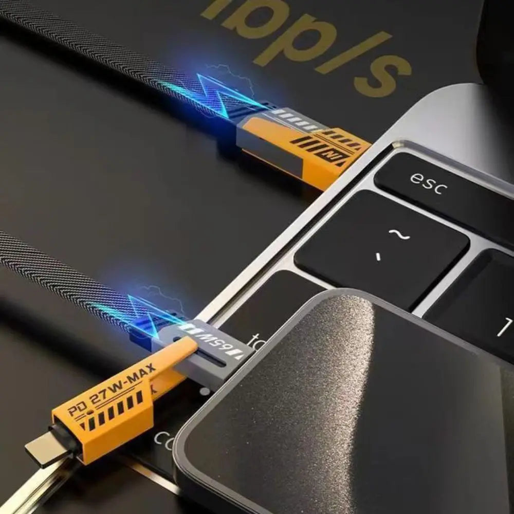 Four-in-one Fast Data Cable Multi-function Fast Charging Mecha Data Cable USB Type C PD Dual Type-C Extension Cable