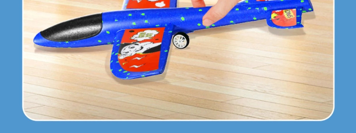 Airplane toy boy, rubber band powered fighter jet, hand thrown space model simulation, model assembly, handmade production