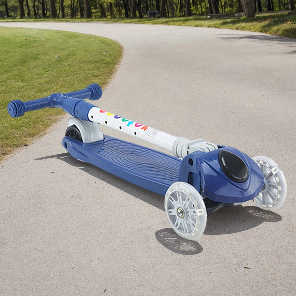 Kick Scooter Light-Up Wheels 3 Wheel Scooter Adjustable Height Kids Push Scooter Non-Slip Deck for Children Ages 3-10