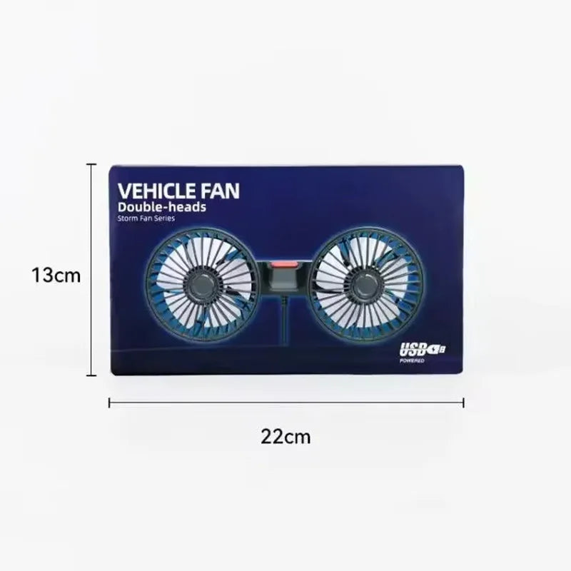 12V 24V Car Fan USB Charge Dual Head Fan 360 Degree Rotation 3-speed Car Seat Back Cooling Fan for Summer Car Accessories