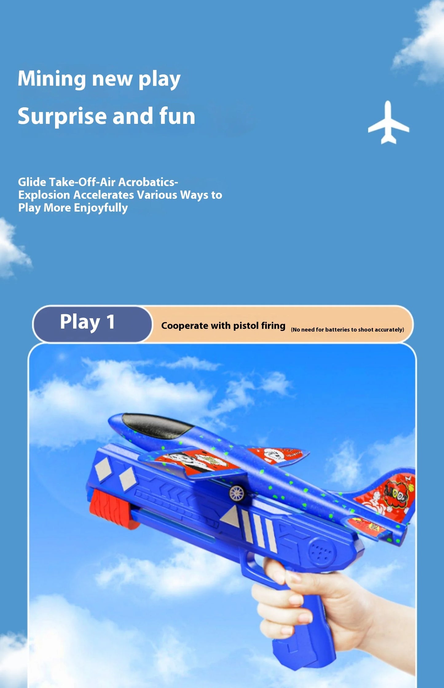 Airplane toy boy, rubber band powered fighter jet, hand thrown space model simulation, model assembly, handmade production