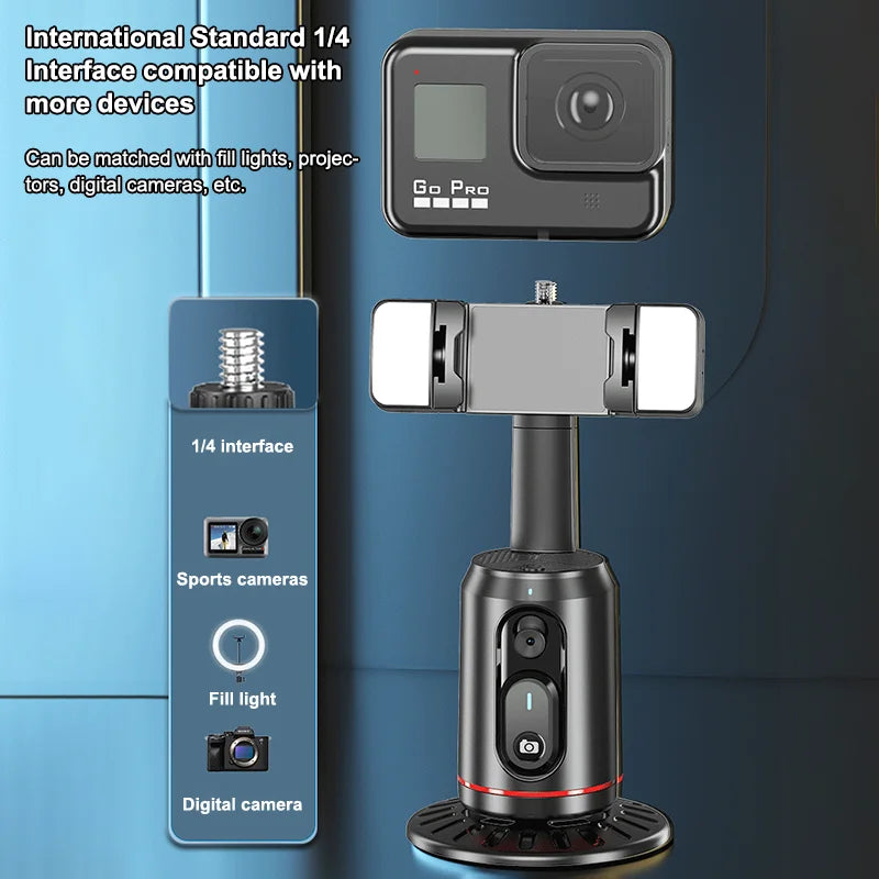 360° Rotation Gimbal Stabilizer AI Auto Face Tracking Phone Holder Desktop Tracking Gimbal With Remote For Live Vloging Video