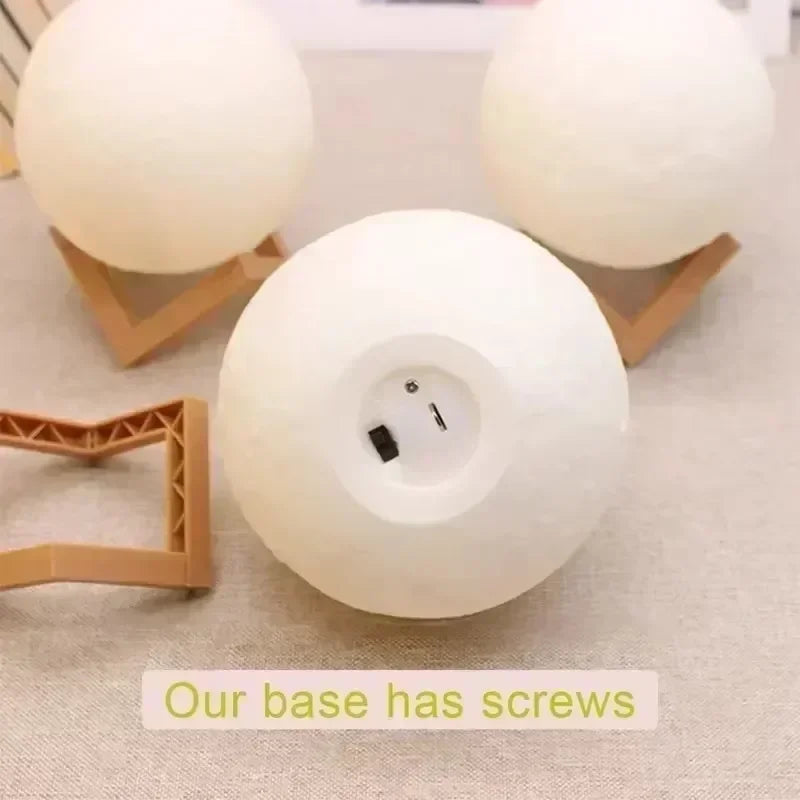 8cm Moon Lamp - LED Night Light with Stand, Battery Powered Starry Sky Projector, Bedroom Decor Gift for Kids/Adults