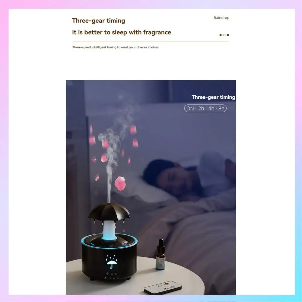 ABRG-Raindrop Humidifier For Bedroom Large Room Air Humidifiers & Aromatherapy Diffuser Quiet Humidifier With Light