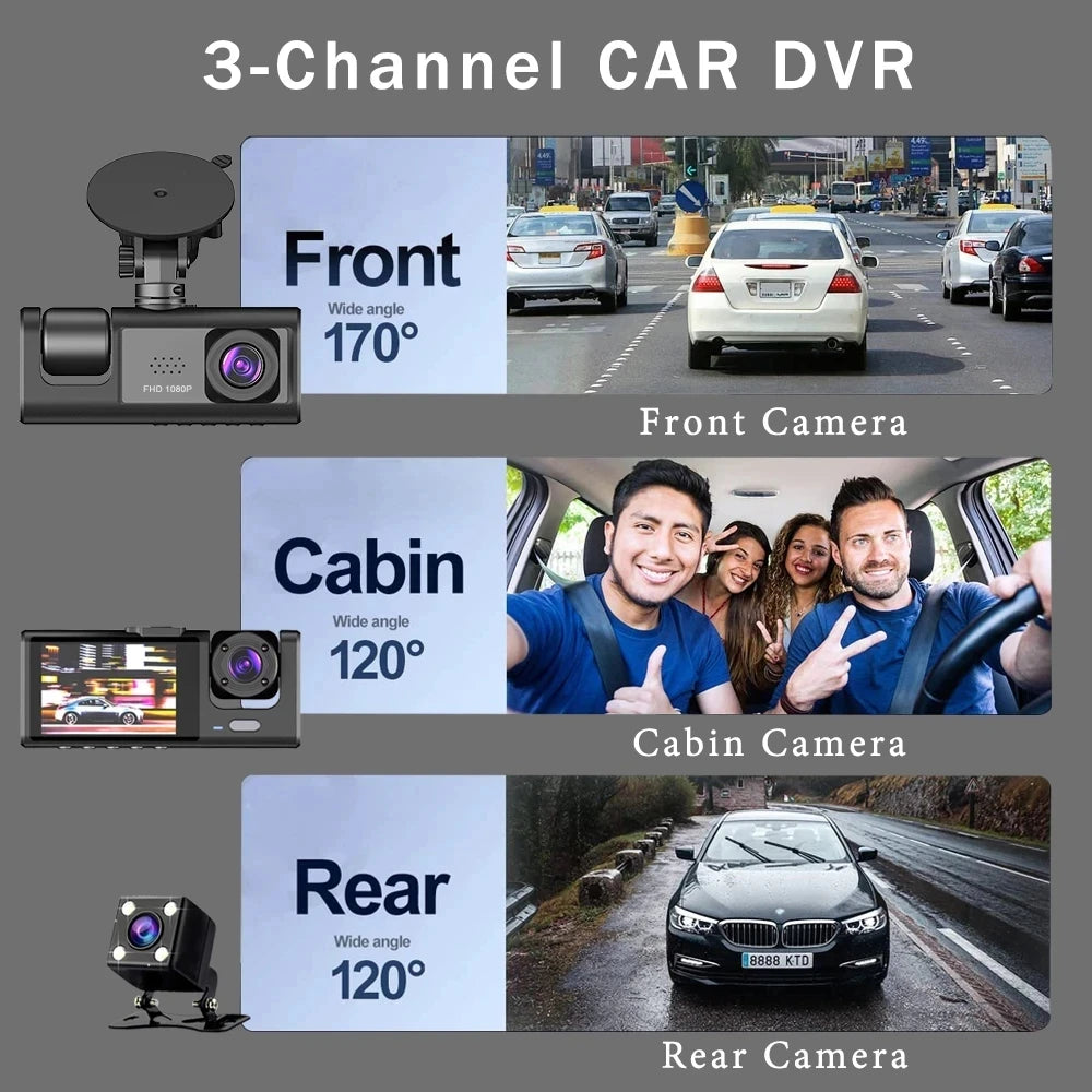A22 1080P DVR Car Recorder 2-inch Screen Front and Rear Cameras Car Recorder 32G/64g Supports Night Vision Loop