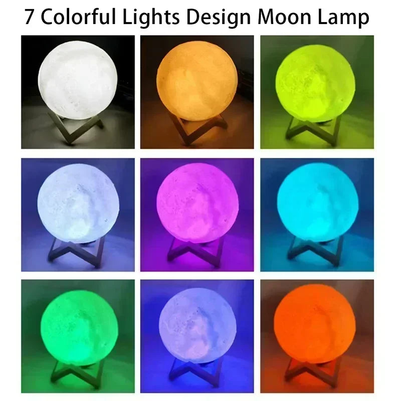 8cm Moon Lamp - LED Night Light with Stand, Battery Powered Starry Sky Projector, Bedroom Decor Gift for Kids/Adults