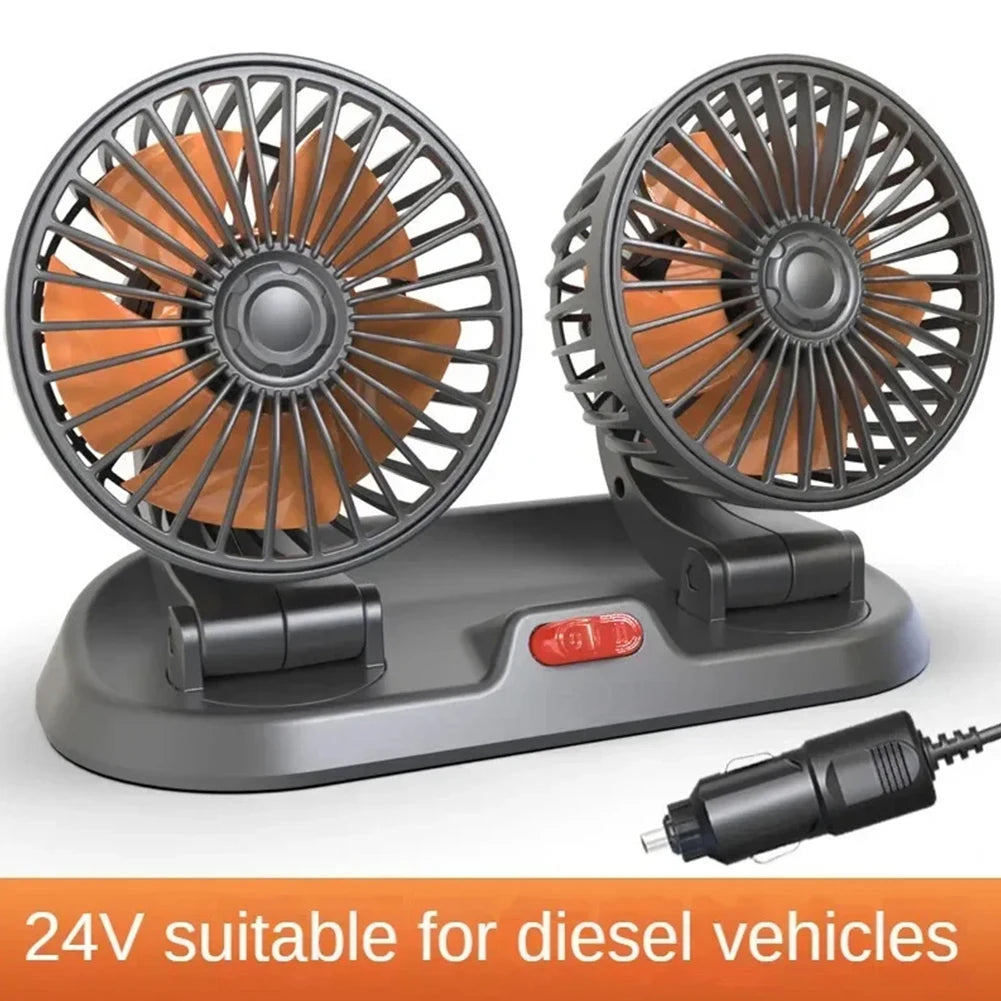Adjustable Dual Head Car Fan 2 Speeds Cooling Air Fan Automobile Vehicle Fan for Car Truck SUV RV