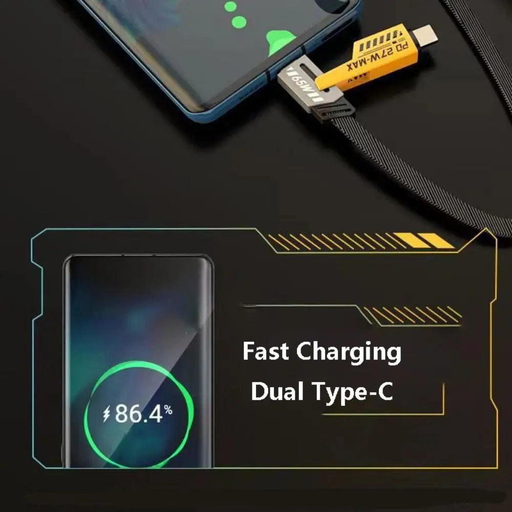 Four-in-one Fast Data Cable Multi-function Fast Charging Mecha Data Cable USB Type C PD Dual Type-C Extension Cable