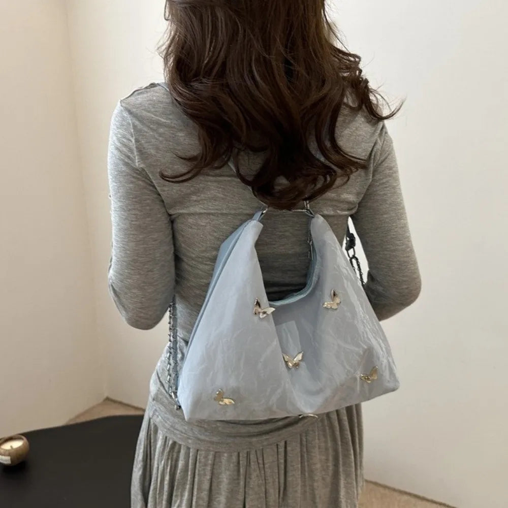 Simple Multifunctional Butterfly Shoulder Bag Y2K Mommy Bag Large Capacity Handbag Underarm Bag Storage Bag PU Backpack Students