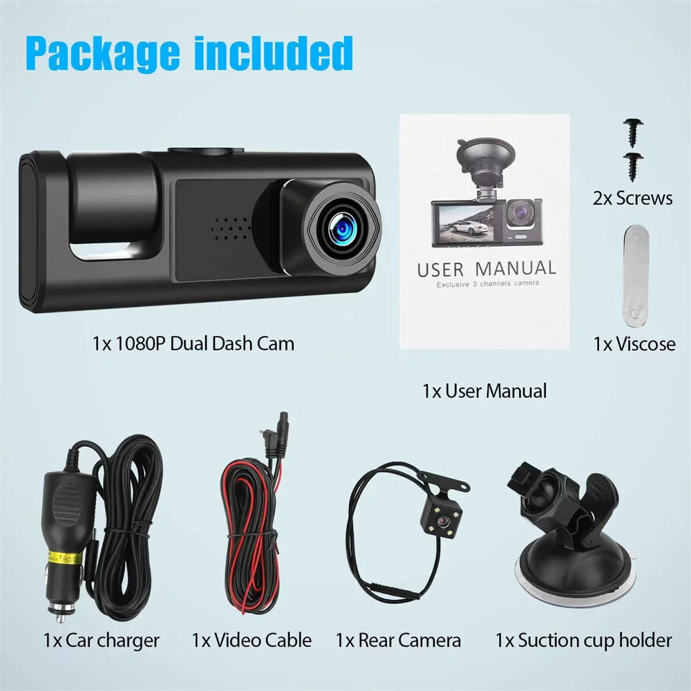 A22 1080P DVR Car Recorder 2-inch Screen Front and Rear Cameras Car Recorder 32G/64g Supports Night Vision Loop