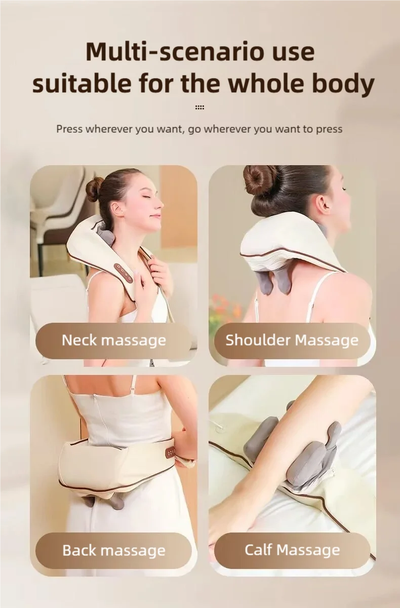 Wireless neck massager with hot compress function for pain relief deep tissue massage neck shoulder relaxation massage shawl