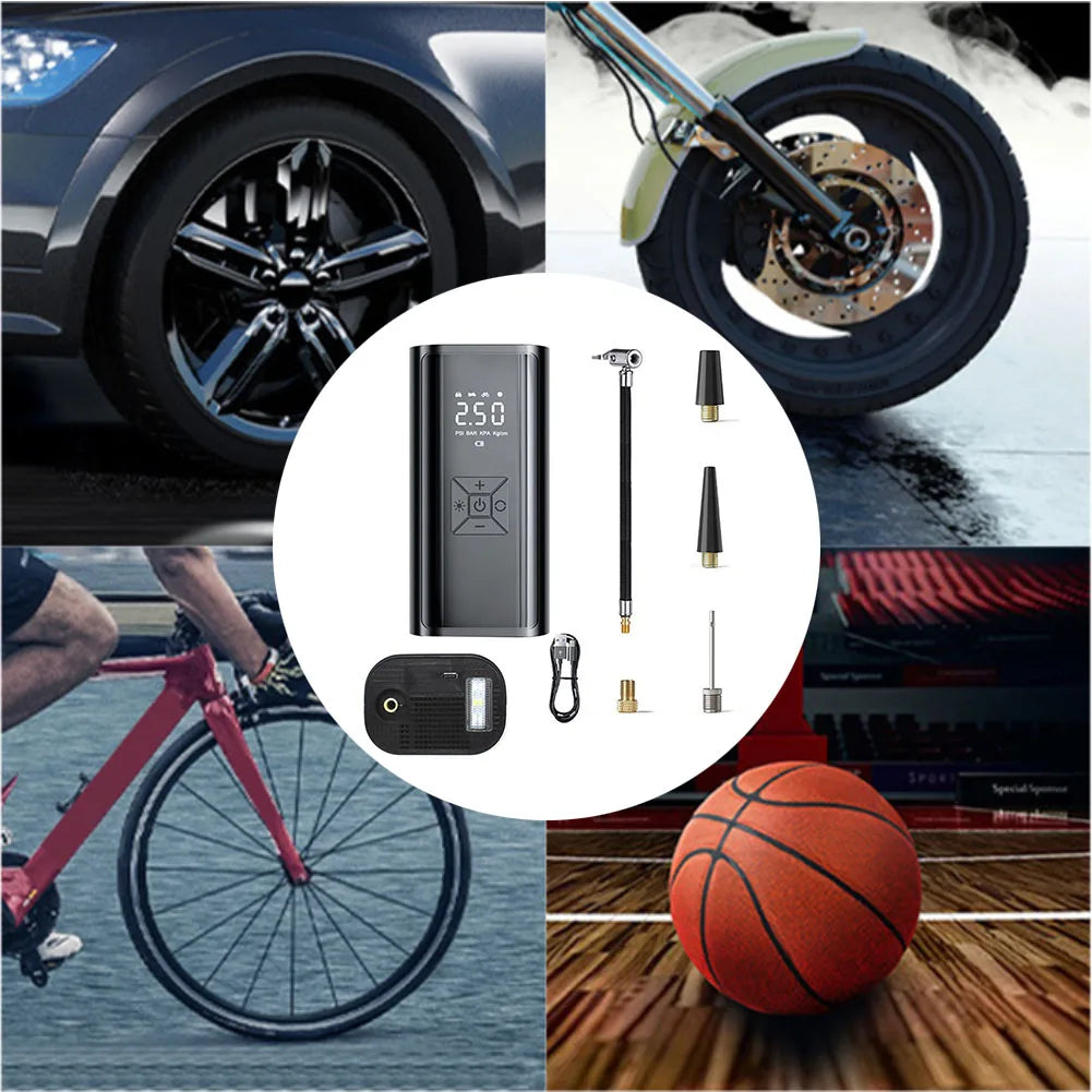 Digital Display Compressor Portable Tire Inflator Travel Use Usb Rechargeable Air Compressor Automotive Air Pump