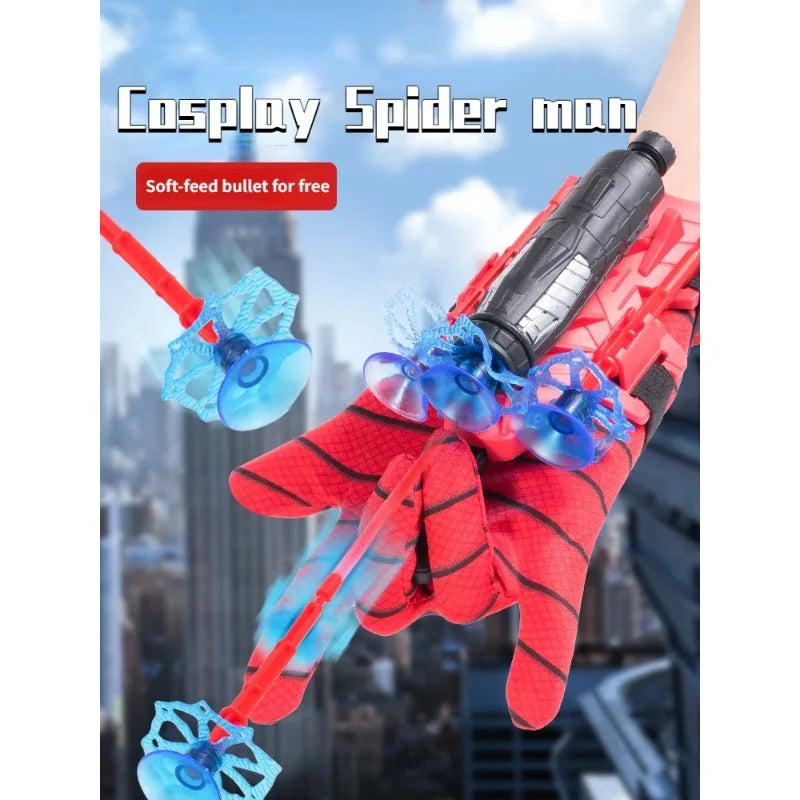 Cobweb Ejector Spider Man Super Hero Gloves Childern Toy Boy Decoraction for Cosplayer Emissionable Soft Bullet Gun
