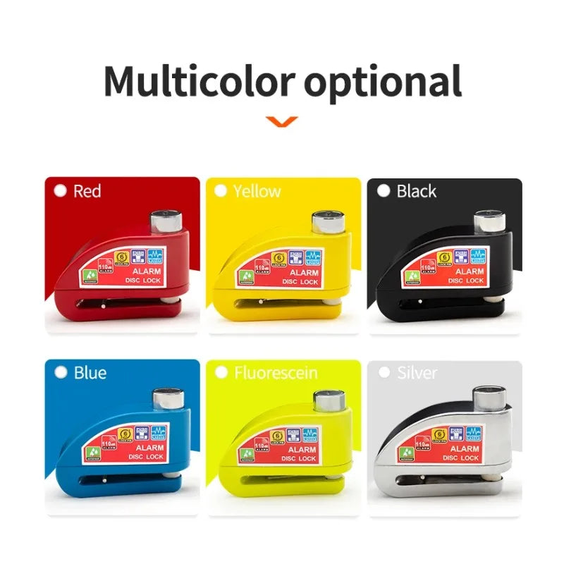 Motorcycle Bicycle Lock Alarm Safety Protection Padlock Disc Anti-Theft Reminder Rope Lock Bag Motorcycle Accesso Aluminum Alloy