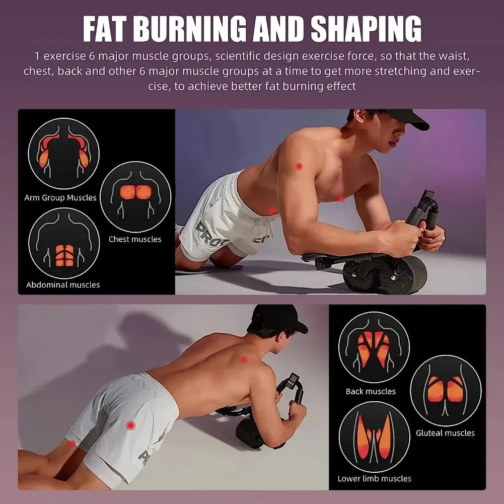 High Quality Fitness Exercise Roller Wheel Support Automatic Rebound Abdominal Wheel Core Muscle Ab Trainer with Counter Display