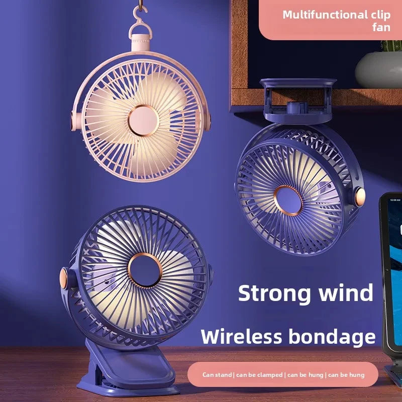 Portable Clip-on Fan 4-in-1 Quiet DC Brushless Motor Mini Desk Fan With 3Level Night Light 720° Rotation For Home Office Camping
