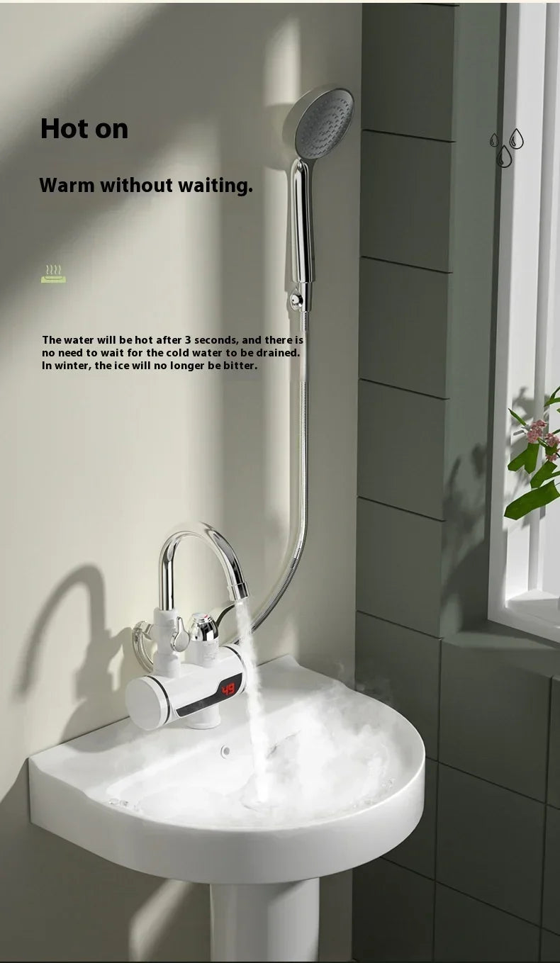 Bathrooms Shower Faucet with Sensor Electric Hot Flowing Kitchen Tap Water Heater Heating Tankless Portable for Kitchen Bathroom