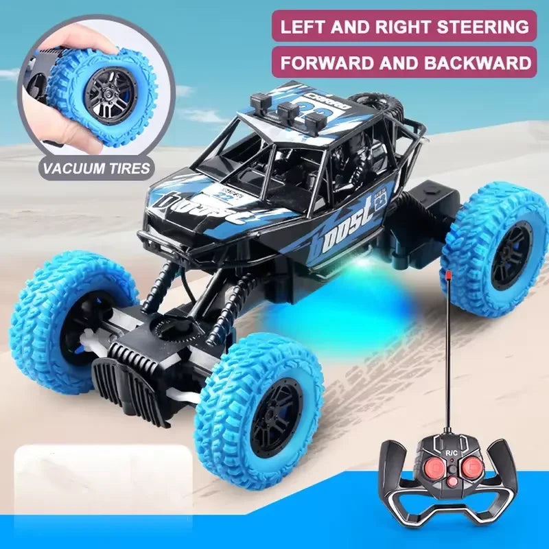 New Remote Control Car With Colorful Flashing Lights, Rubber Wheels, Off-road Toy Car Suitable For Christmas Children's Gifts