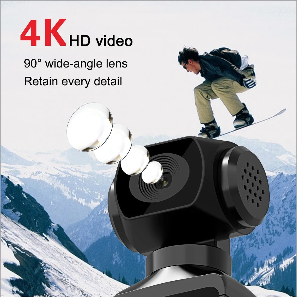 4K Ultra HD Pocket Action Camera 270° Rotatable Vlog Wifi Mini Sports Cam Waterproof Case Helmet Travel Bicycle Driver Recorder