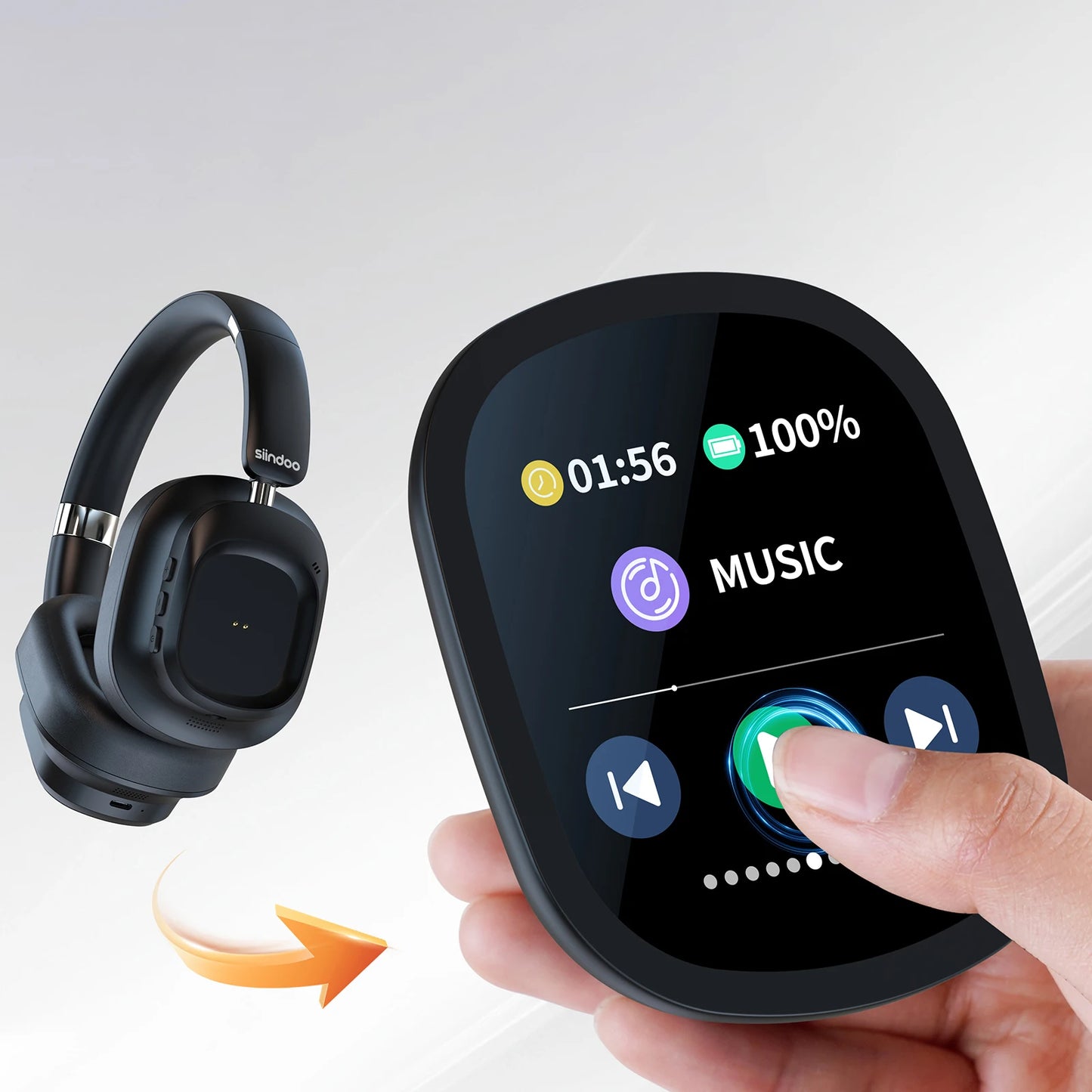 Siindoo NEWEST ANC930Plus Hybrid ANC Wireless Headphone, With Multi Magnetic Touch Control LED Screen AND APP Download 1GB MP3