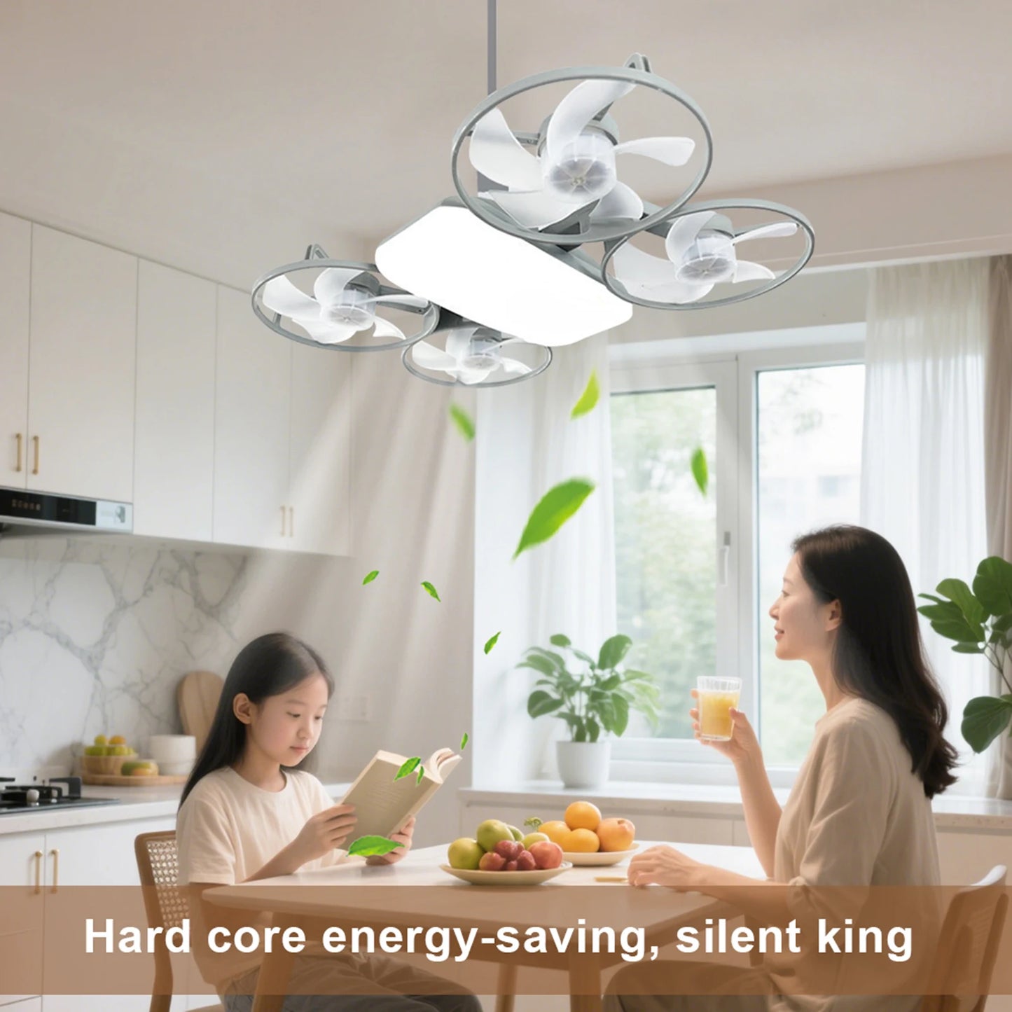 Drone Style Light Fan with 3 Adjustable Color Modes Drone Inspired Led Ceiling Fan Light for Bedroom Living Room Office