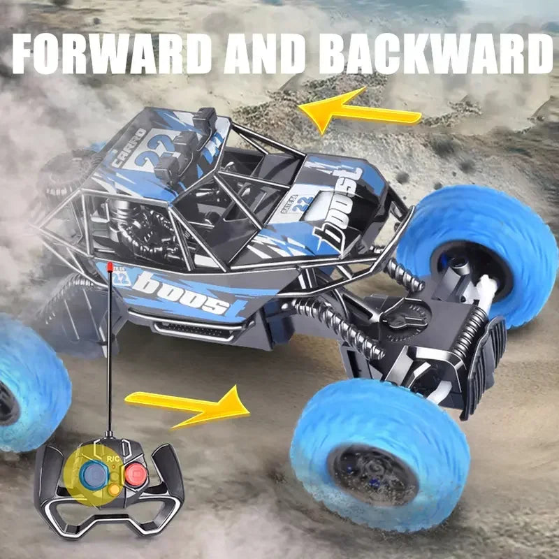 New Remote Control Car With Colorful Flashing Lights, Rubber Wheels, Off-road Toy Car Suitable For Christmas Children's Gifts