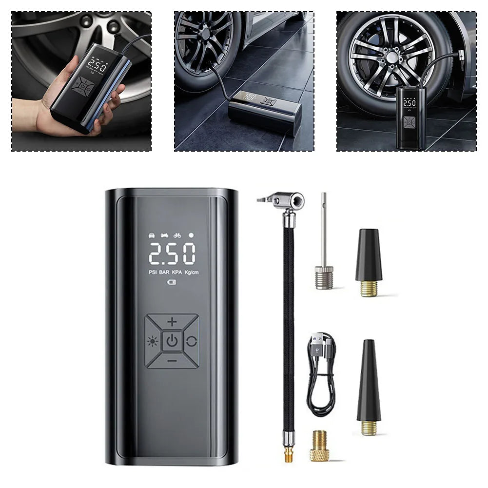 Digital Display Compressor Portable Tire Inflator Travel Use Usb Rechargeable Air Compressor Automotive Air Pump