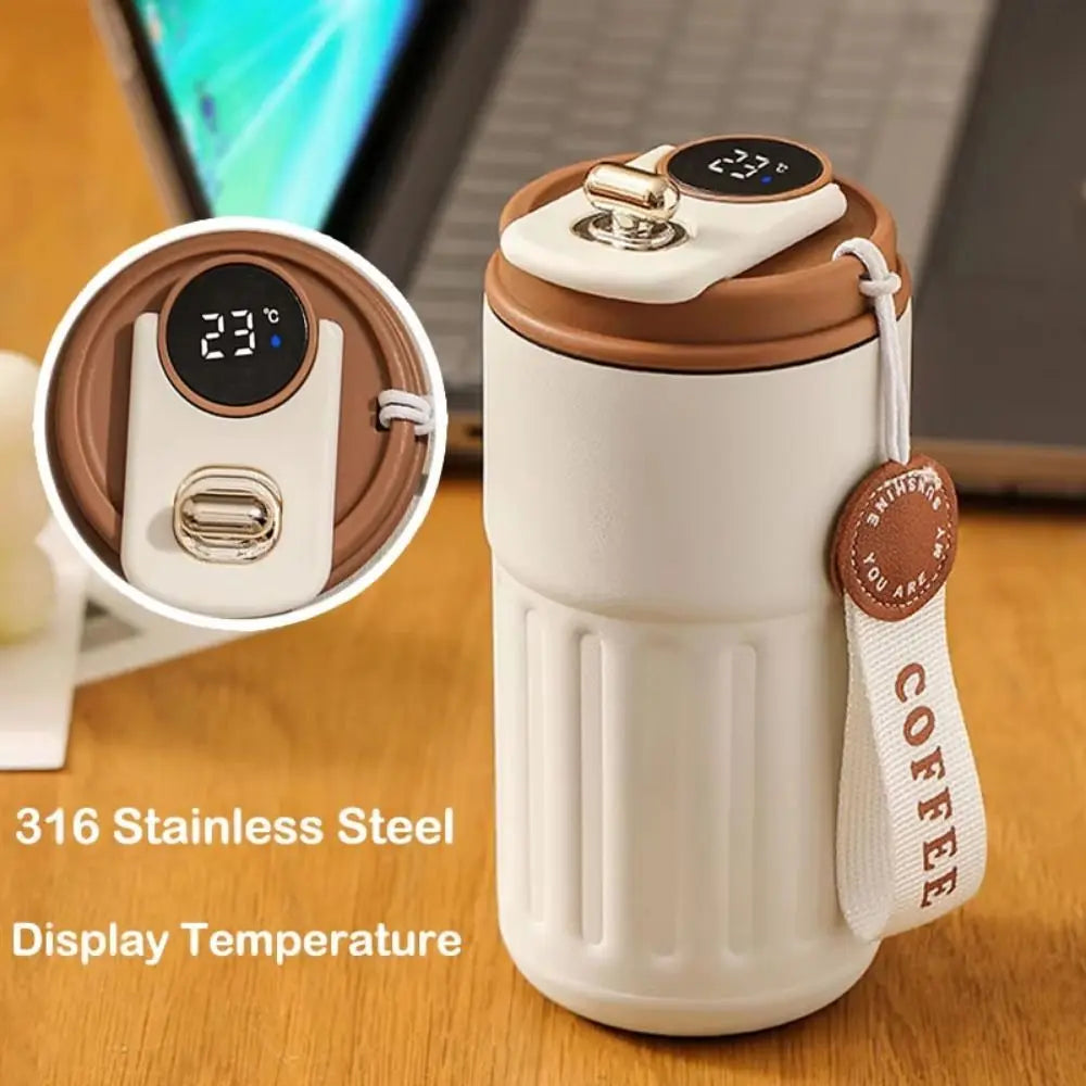 Vacuum Flask 450ML Thermal Water Bottle Creative Portable Coffee Thermos Cup Double Wall Digital Drinking Bottle Travel