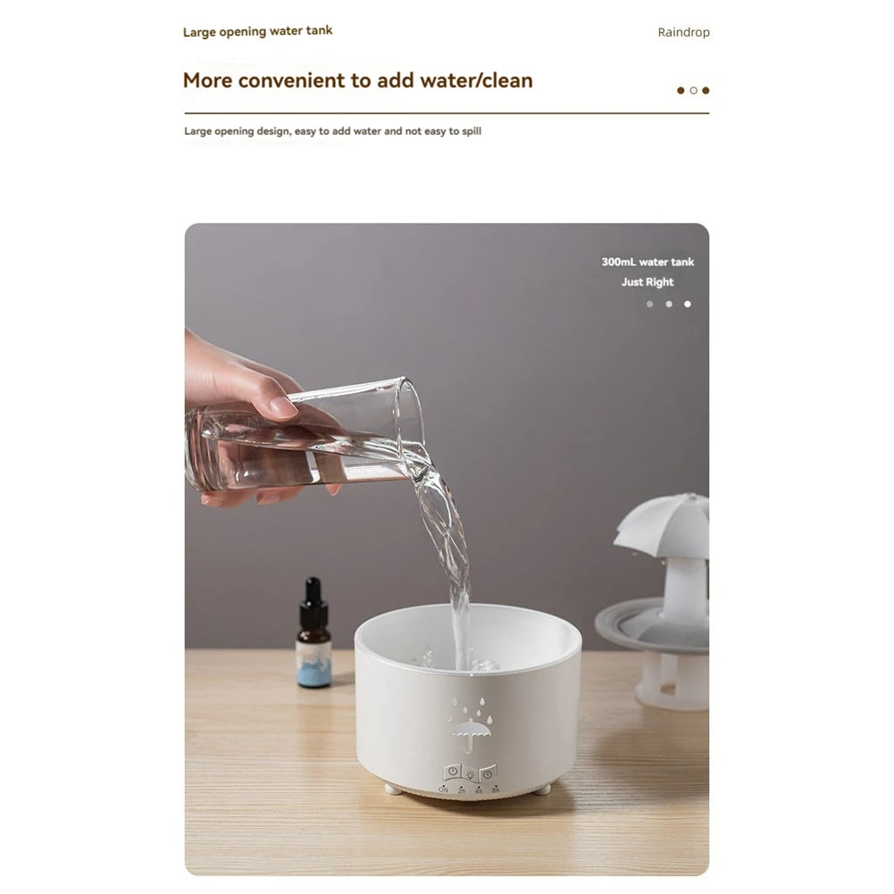 ABRG-Raindrop Humidifier For Bedroom Large Room Air Humidifiers & Aromatherapy Diffuser Quiet Humidifier With Light