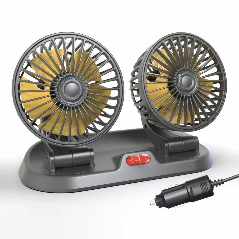 Adjustable Dual Head Car Fan 2 Speeds Cooling Air Fan Automobile Vehicle Fan for Car Truck SUV RV