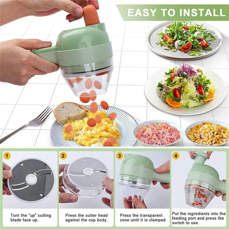 5 In 1 Electric Vegetable Cutter Set Wireless Food Processor Chopper Machine For Pepper,Garlic& Meat