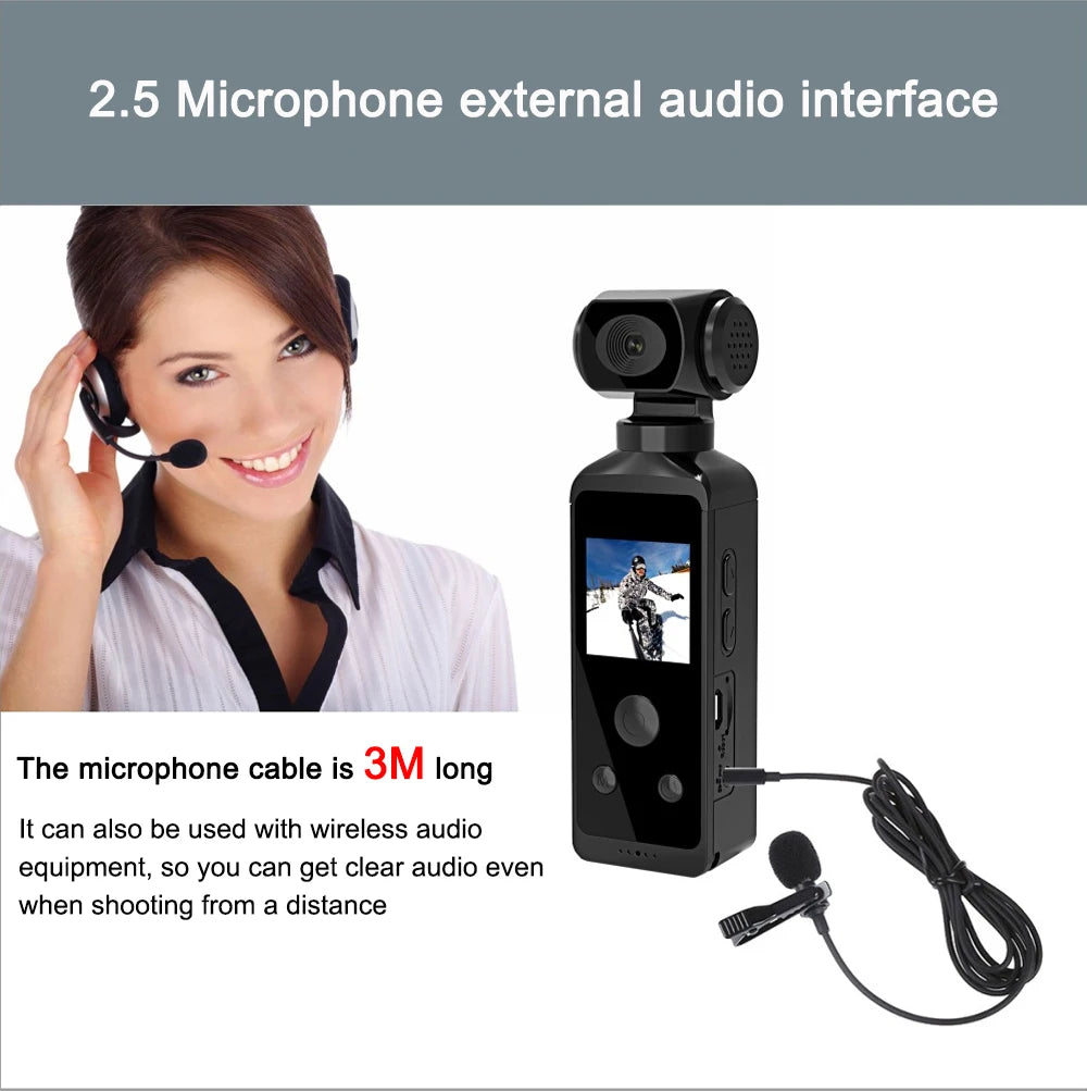 4K Ultra HD Pocket Action Camera 270° Rotatable Vlog Wifi Mini Sports Cam Waterproof Case Helmet Travel Bicycle Driver Recorder