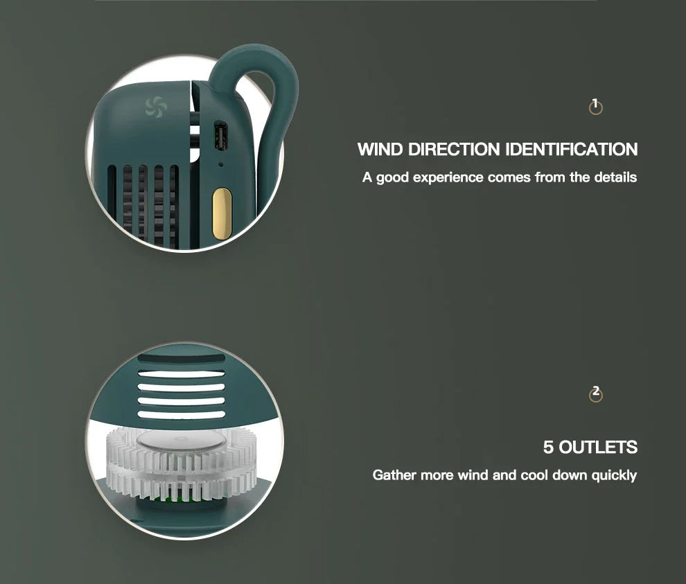 Whirlwind Leafless Fan With Portable Button Design USB Charging Silent Portable Mini Fan For Home And Outdoor Travel