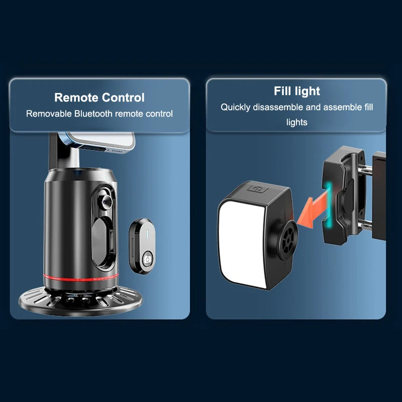 360° Rotation Gimbal Stabilizer AI Auto Face Tracking Phone Holder Desktop Tracking Gimbal With Remote For Live Vloging Video