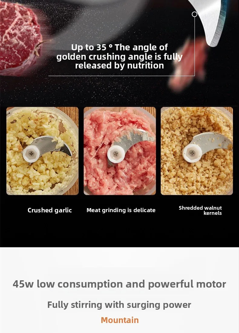 Mini Electric Garlic Chopper Meat Grinder Garlic Masher Machine Sturdy Durable Crushed Ginger Vegetable Crusher Baby Food Maker