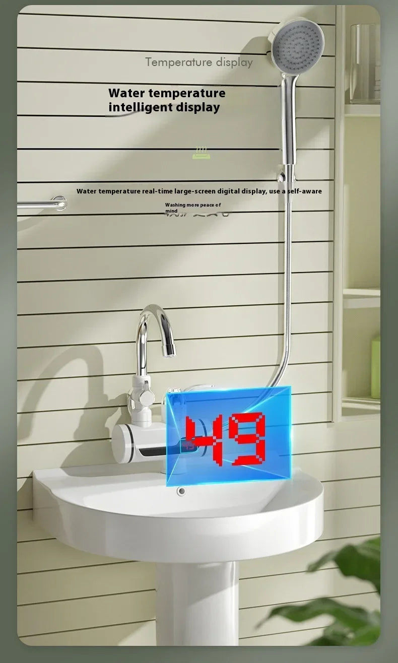 Bathrooms Shower Faucet with Sensor Electric Hot Flowing Kitchen Tap Water Heater Heating Tankless Portable for Kitchen Bathroom