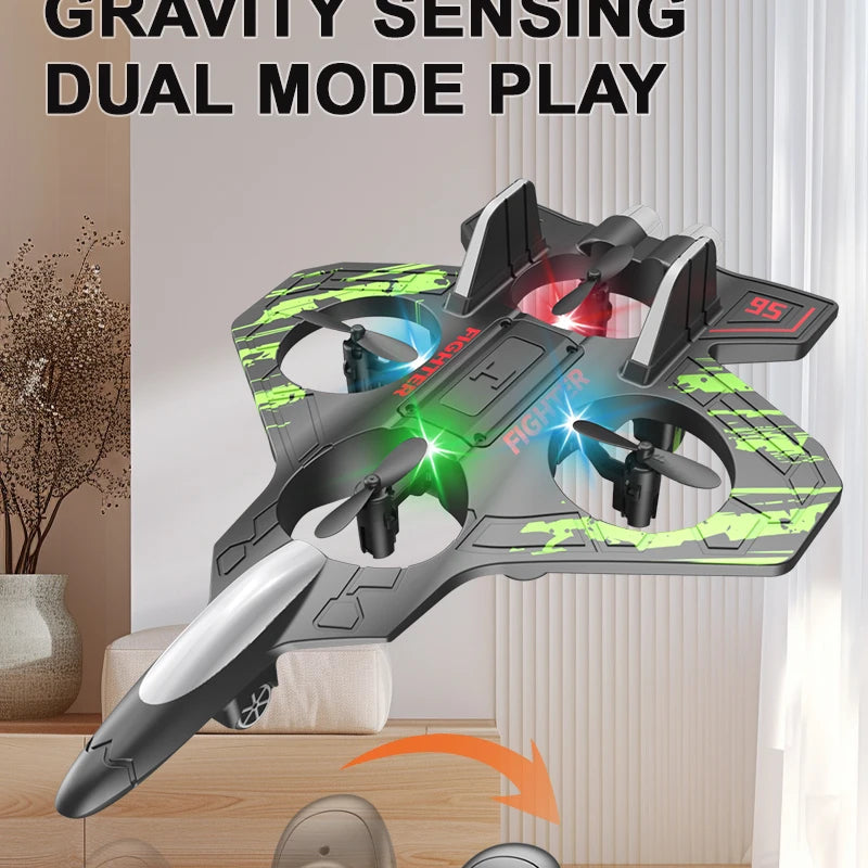 2.4G remote control fighter electric foam glider stunt tumbling UAV hovering helicopter with LED colorful lights aircraft model