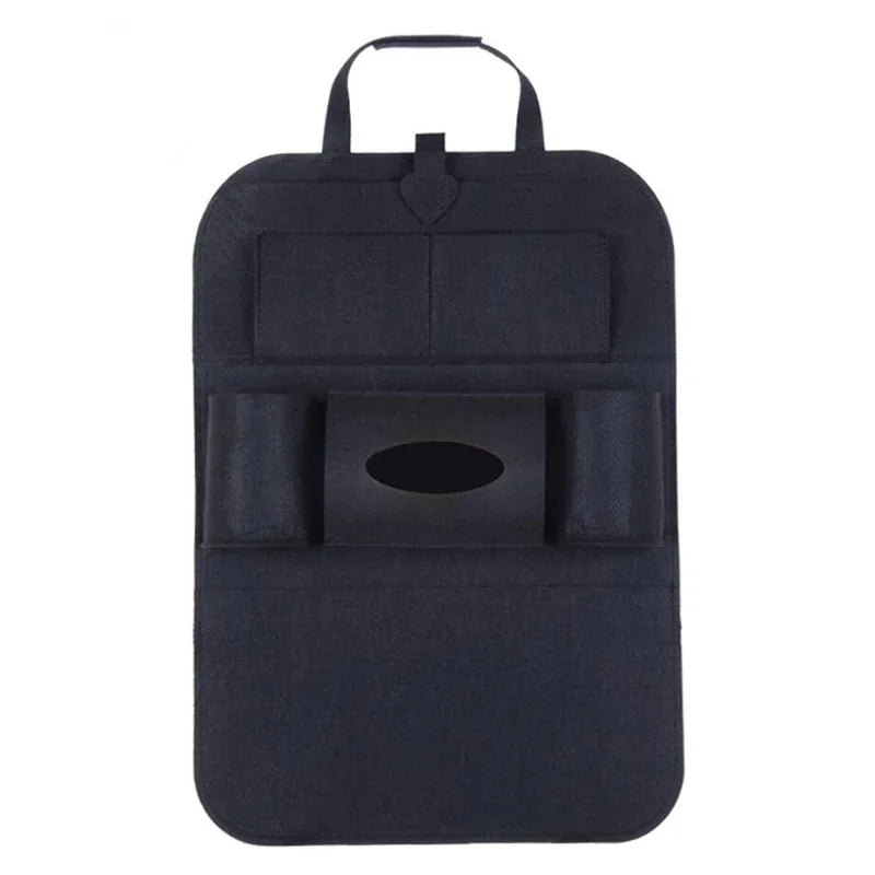 1pc Universal Car Back Seat Storage Bag Organizer Trunk Elastic Felt Storage Bag 6 Pockets Organizer Hanging Car Accessories
