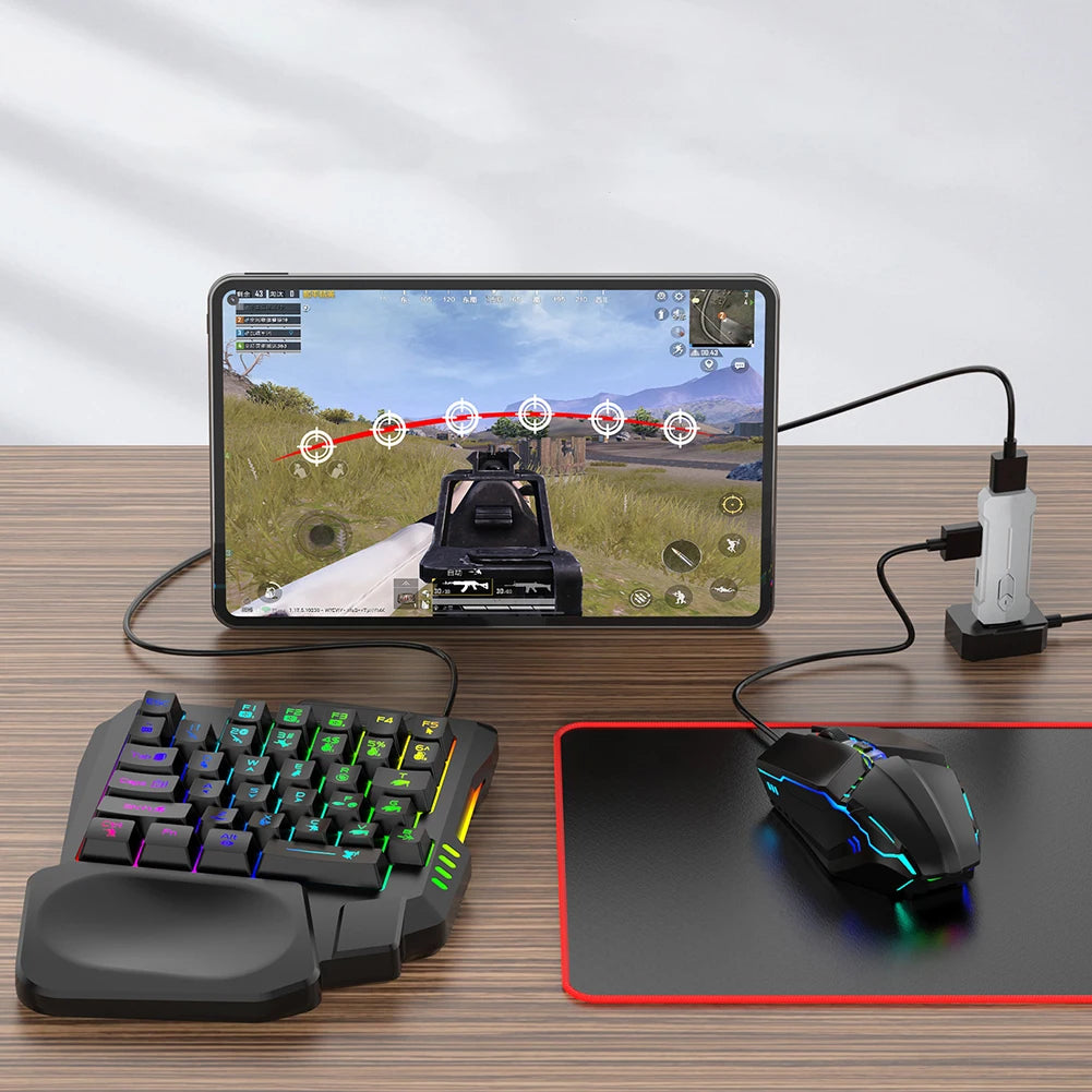 5 in 1 Mobile Game Converter Keyboard Mouse Gaming Set BT 5.3 for PUBG Gaming Keyboard and Mouse Combo for Android iOS System