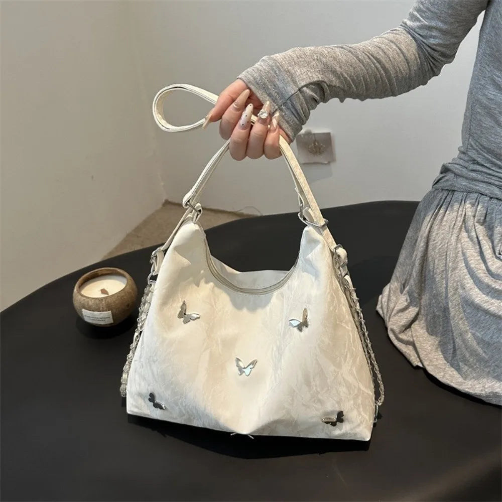 Simple Multifunctional Butterfly Shoulder Bag Y2K Mommy Bag Large Capacity Handbag Underarm Bag Storage Bag PU Backpack Students