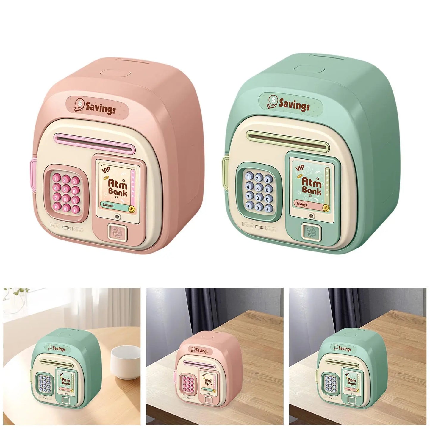 Electronic Piggy Bank, Double Mode Password Automatic Roll Cute Large Capacity