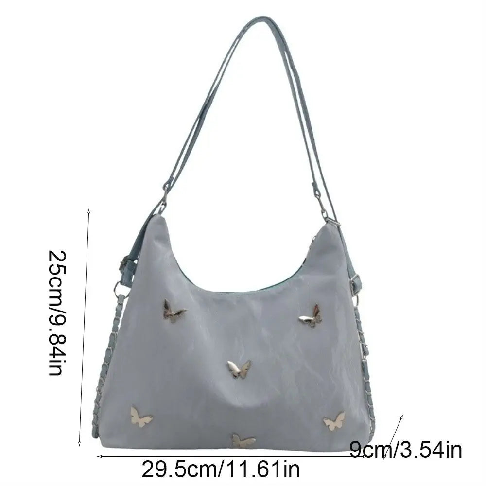 Simple Multifunctional Butterfly Shoulder Bag Y2K Mommy Bag Large Capacity Handbag Underarm Bag Storage Bag PU Backpack Students
