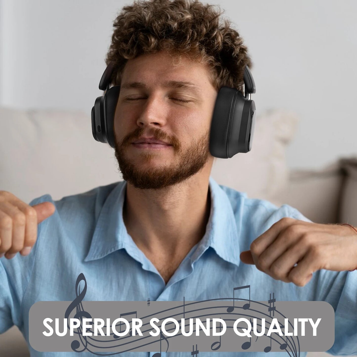 Siindoo NEWEST ANC930Plus Hybrid ANC Wireless Headphone, With Multi Magnetic Touch Control LED Screen AND APP Download 1GB MP3