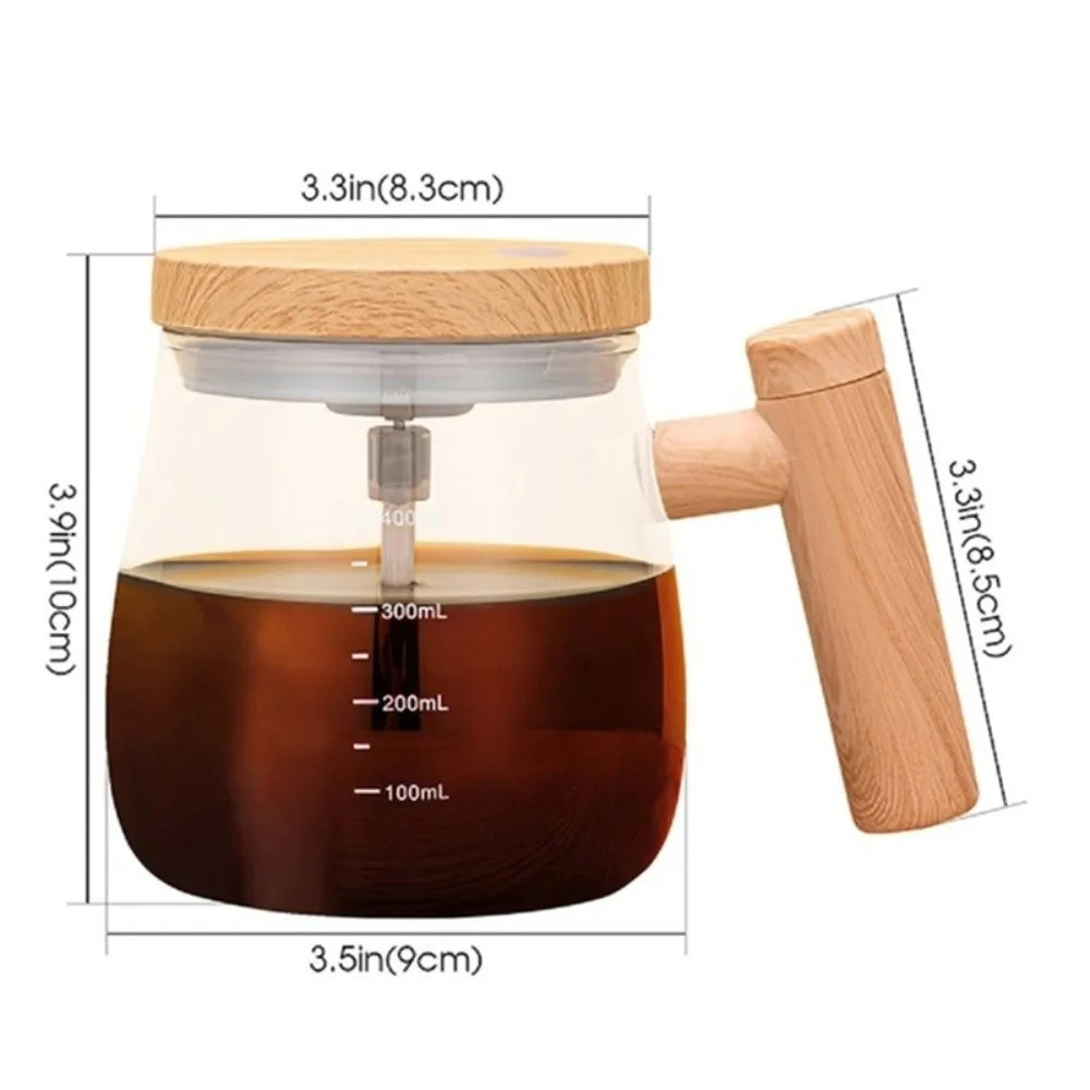 High Borosilicate Electric Self Stirring Mug with Lid & Handle Lightweight Glass Coffee Cup High Speed Mixing