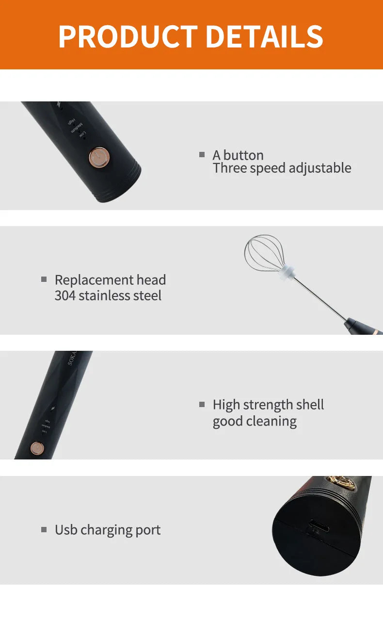 SOKANY201A Handheld Electric Eggbeater Home Cooking Machine Portable Coffee Mixer Small Appliance for Kitchen