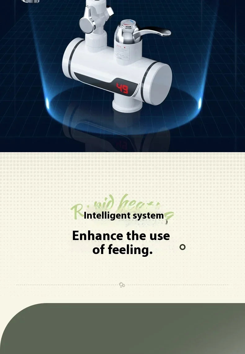 Bathrooms Shower Faucet with Sensor Electric Hot Flowing Kitchen Tap Water Heater Heating Tankless Portable for Kitchen Bathroom