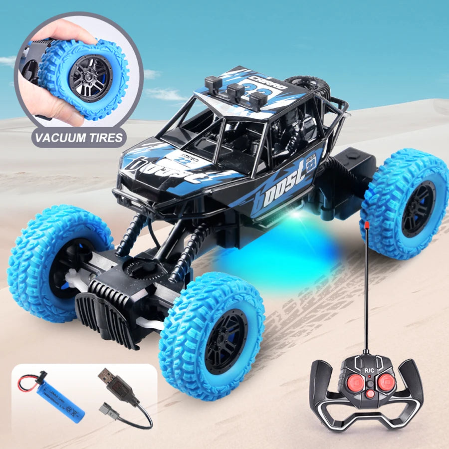 New Remote Control Car With Colorful Flashing Lights, Rubber Wheels, Off-road Toy Car Suitable For Christmas Children's Gifts