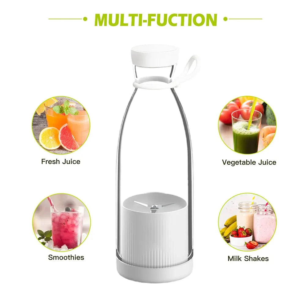 Mini Fast Juice Juicer Fresh Fruits Mixer Smoothie Bottle Handheld 6-blade USB Rechargeable Multifunctional Fruit Blender